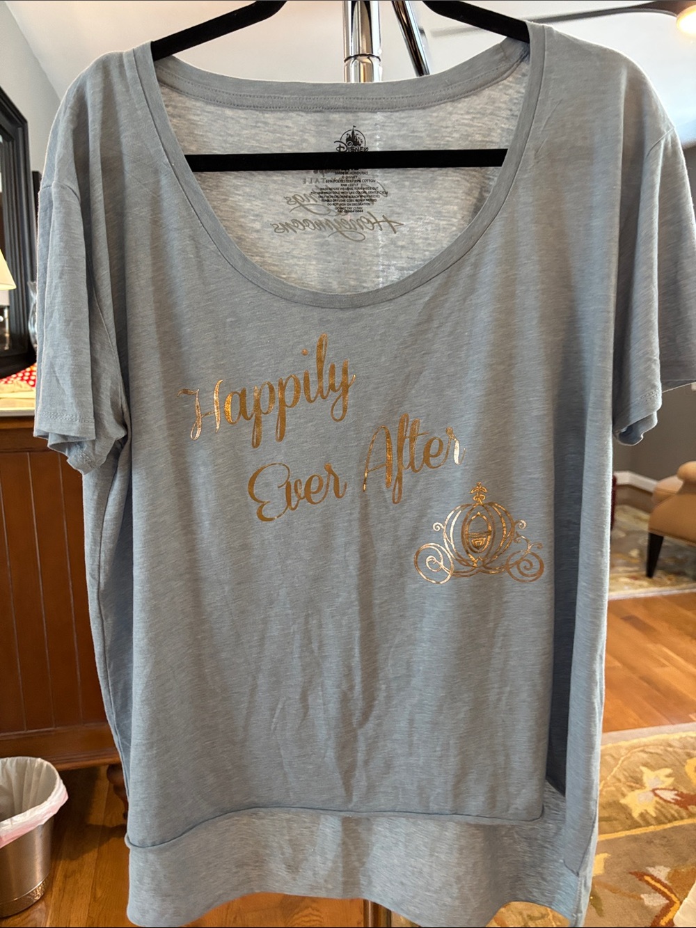 Disney Blue Tee with Gold 'Happily Ever After' Script